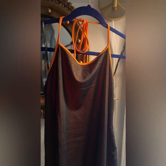 Forever 21 Vibrant Orange and Sheer Brown Backless Dress - Picture 3 of 9